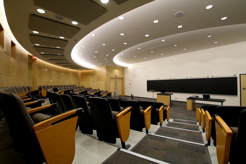Photograph of the lecture room at King's College London Bush House.
